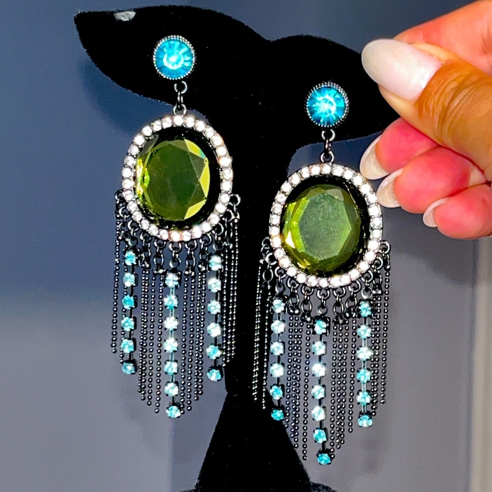 Rhinestone fringe earrings
